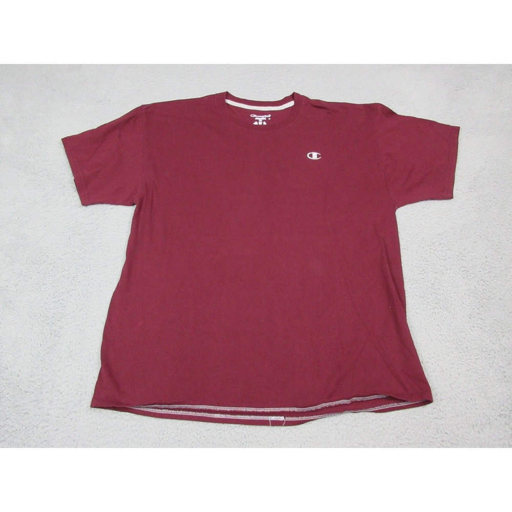 Champion Shirt Mens XL Red Small Logo Tagless Crewneck Basic Tee Casual